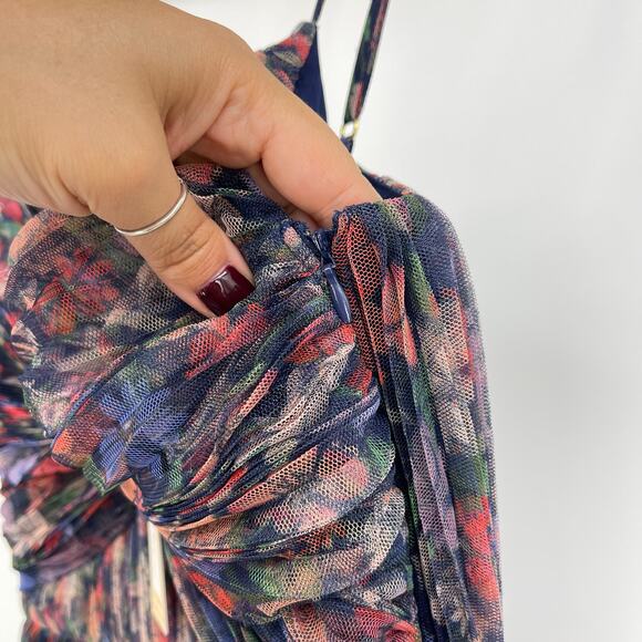 Hutch | NWT Rosey Gown Navy Tropical Garden Tulle Floral Tiered Maxi Dress 0 - Picture 11 of 14